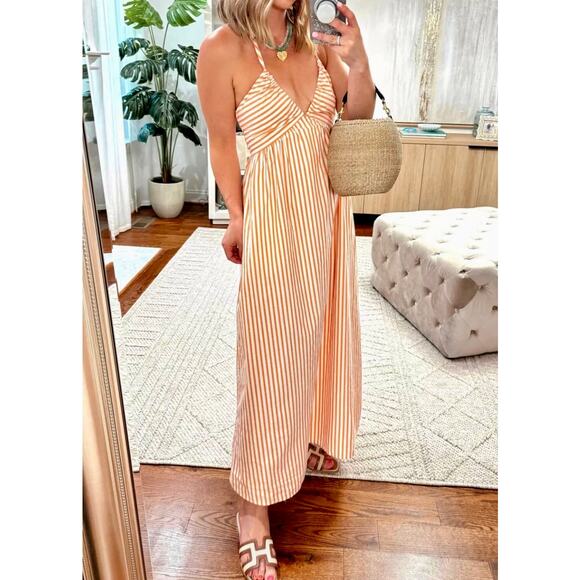 Universal Thread Maxi A-Line Striped Halter Cotton Dress, XS - Picture 1 of 3